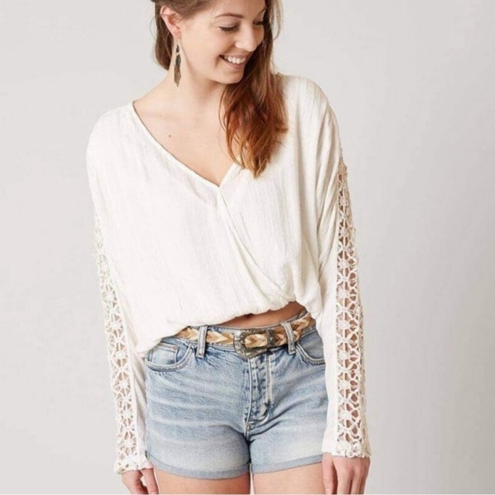 FREE PEOPLE RUNAWAY CROCHET TOP IVORY TOP SMALL